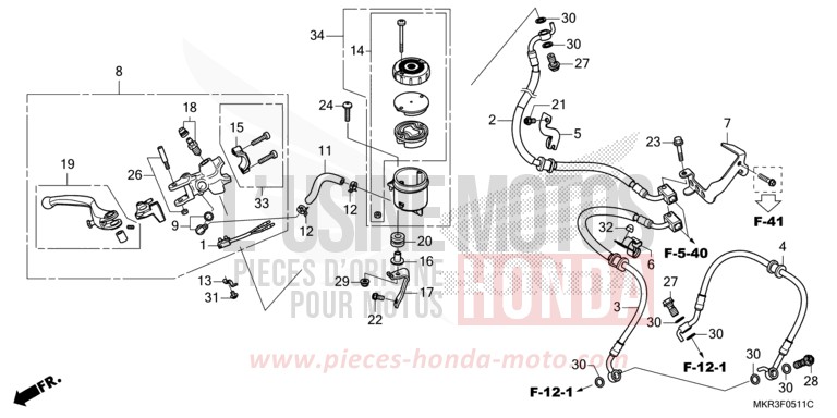 MAITRE-CYLINDRE DE FREIN AVANT CYLINDRE (CBR1000SP) von CBR1000RR SP SP1 SP2 MAT PEARL MORION BLACK (NHC33) von 2022